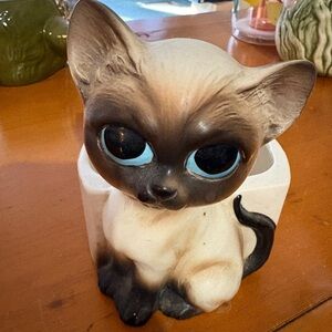 Vintage Lefton Siamese cat planter